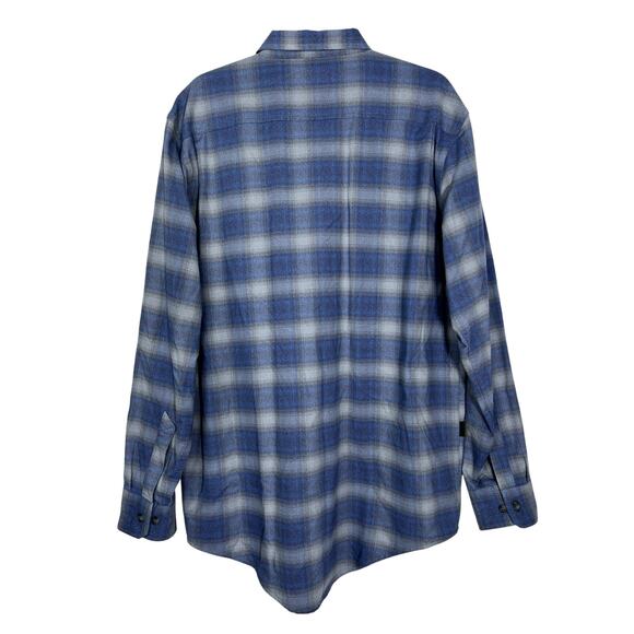 Mens Cabela's Blue Plaid Fleece Button Up Collared Long Sleeve Shirt Top Size L - Picture 4 of 7